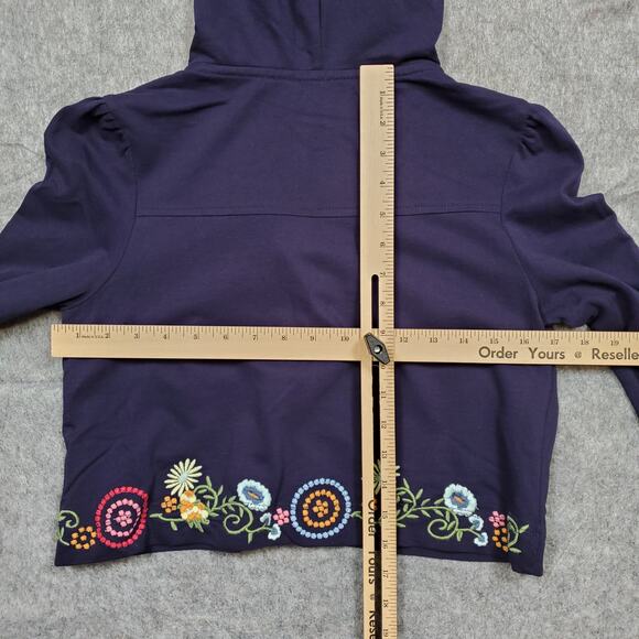 Anthropologie Top Womens Extra Small Embroidered Floral Hooded Long Bell Sleeves - Picture 5 of 8